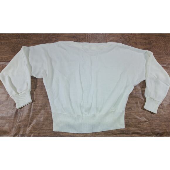 Vintage 70's Gemini Collection Womens LG Knit Sweater Ivory Crew Dolman Sleeve - Picture 3 of 9